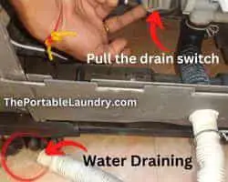 water draining after pulling the drain switch