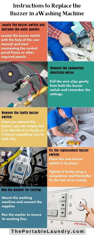 instructions to replace buzzer in washing machine