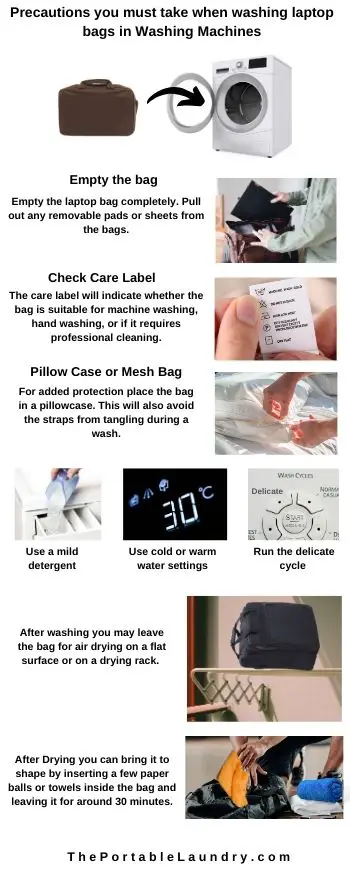 precautions while washing laptop bags