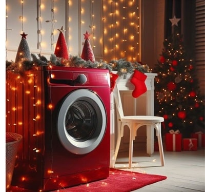 red washing machine sticker for christmas