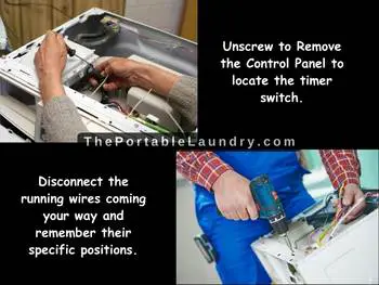 unscrewing the control panel and disconnecting wires