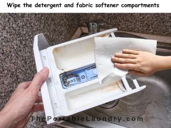 wipe the detergent and fabric softener compartment