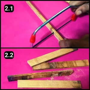 Step 2 - Cut the wooden sticks into 4 pieces