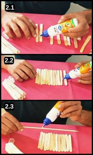 Step 2 - Sticking the popsicle sticks