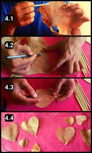 Step 4 - Heart shapes out of tree bark