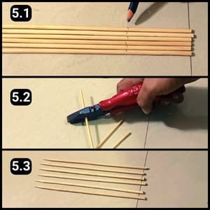 Step 5 - cutting the bamboo sticks