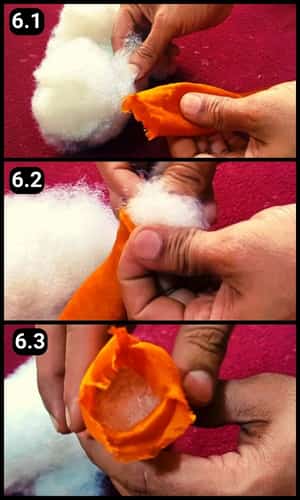 Step 6 - Filling The Carrot With Plush cotton