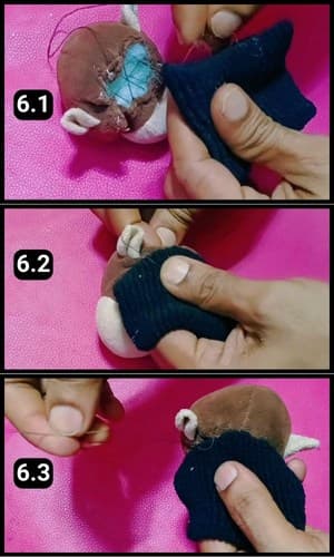 Step 6 - Sewing the hair band to the head