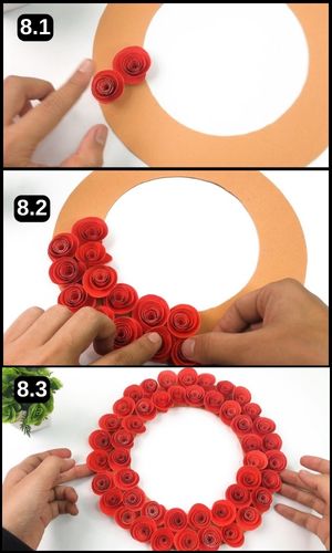 Step 8 - Pasting The Roses On Ring Shape Cardboard