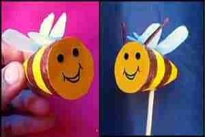 Bumblebee Craft for Kids Using LED Bulb Cover & Match Sticks