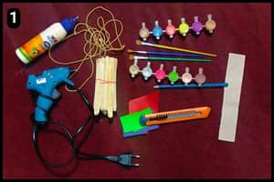 Step 1 - Things I've Used To Make DIY Wall Hanging Holi Decor