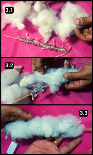 Step 3 - Covering the lights with Cotton