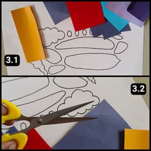 Step 3 - Cutting shapes on colorful papers