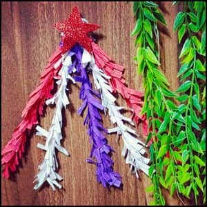 Memorial Day Decor Craft using Bamboo Sticks and Crepe Paper (Completed Project)
