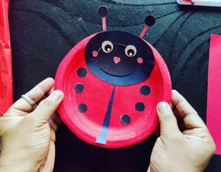 paper plate lady bug craft for KIDS (completed project)