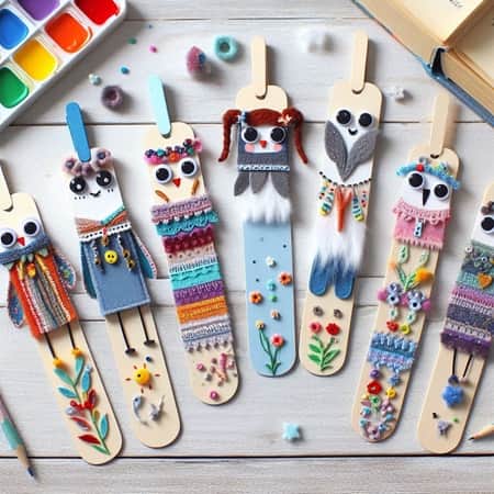 Popsicle Stick Puppets Bookmarks