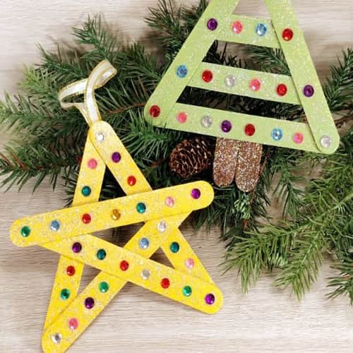 Popsicle Stick and Beads Ornaments for Christmas Tree