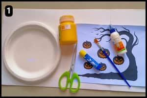 Step 1 - Things You'll Need To Make A Paper Plate Tree Craft for Halloween