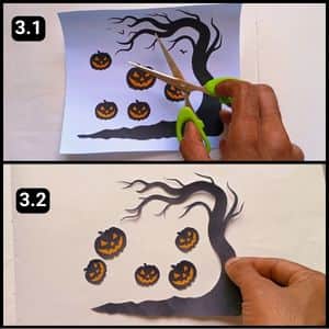 Step 3 - Cutting the Halloween Tree Template Shapes