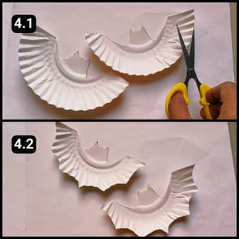 Step 4 - Shaping the Paper Plate Bat Wings