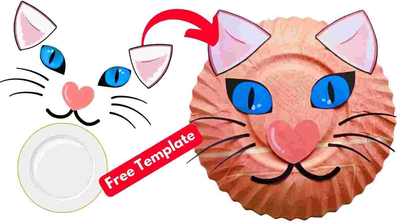 Paper Plate Cat Craft for Kids (Includes template)