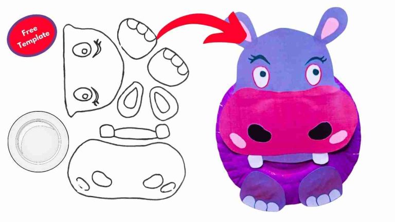 paper plate Hippopotamus craft for kids