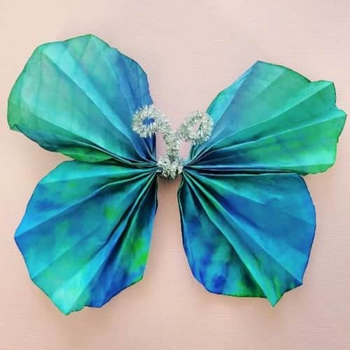 Coffee Filter Butterfly (Contrasting Green and Blue)