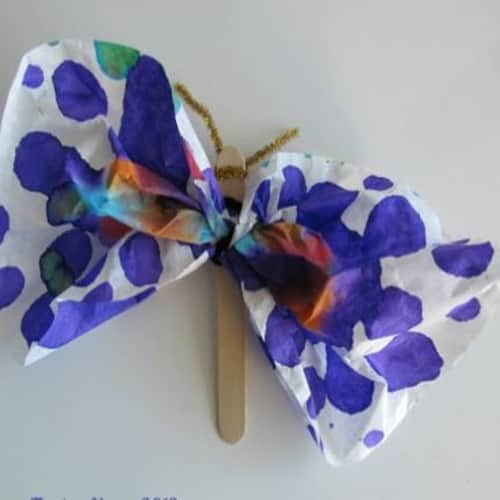 Coffee Filter and Popsicle Stick Butterfly (Easy Craft)