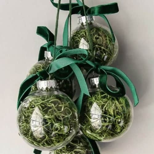 DIY Moss Ball Christmas Ornaments