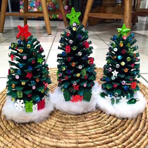 Decorated Pine Cone Christmas Trees