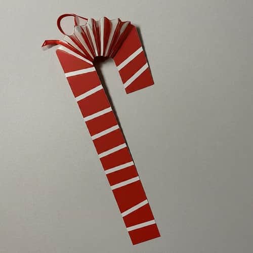 Folded Paper Candy Cane Bookmarks