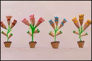 Mini Flower Garden Craft Using Pencil Waste (completed project)