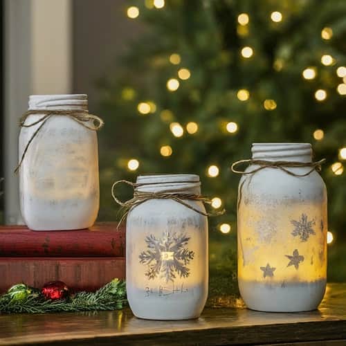 Painted Mason Jar Luminaries