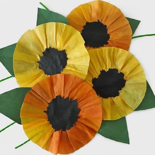 Playful Coffee Filter Sunflowers