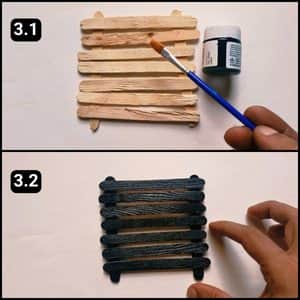 Step 3 - Coloring The Popsicle Stick Frame (With Black Color)