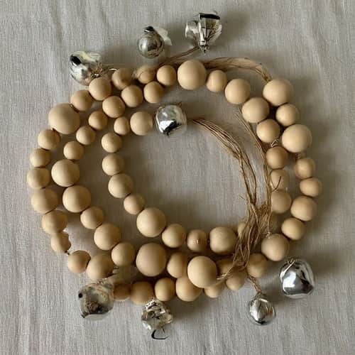 Wooden Bead Garland with Jingle Bells