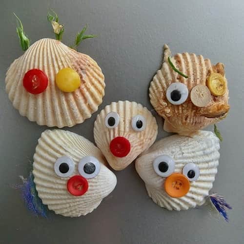 Button Critter Seashell Magnets