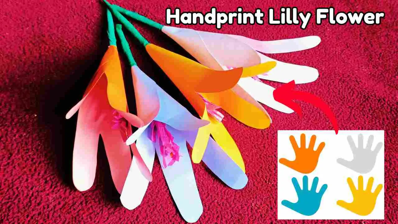 Handprint Lily Flower Craft for Kids Completed project