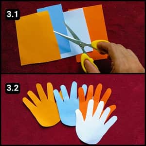 Step 3 - Cutting The Colorful Handprint Shapes