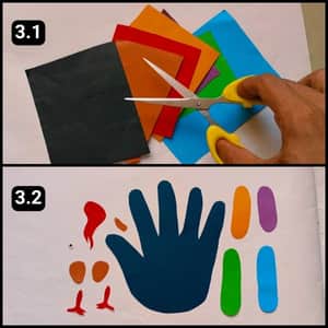 Step 3 - Cutting The Handprint Turkey Shapes Manually