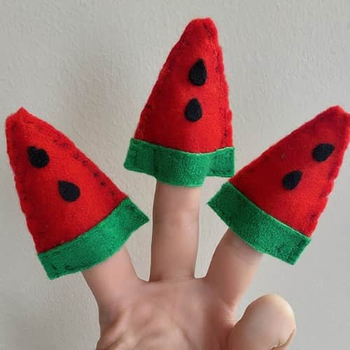 Watermelon finger puppets