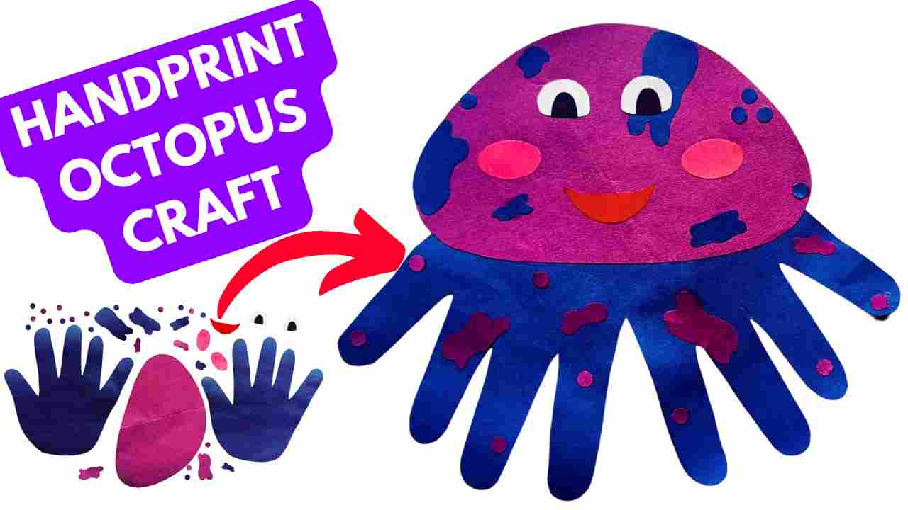 paper octopus handprint craft for kids