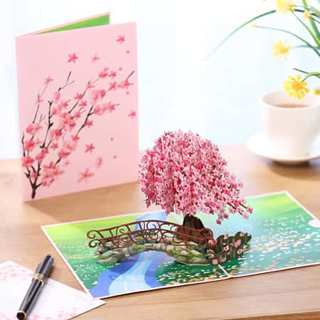 Cherry Blossom Bridge pop-up card