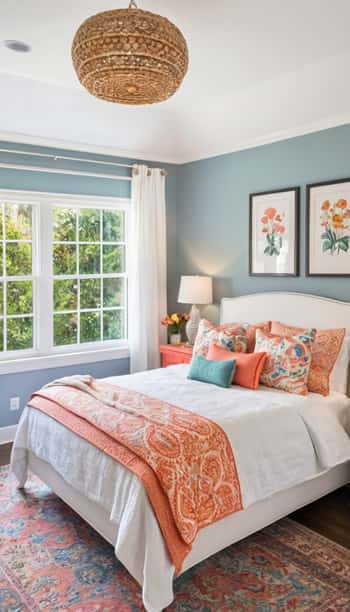 Chic and Cozy Coral-Themed Bedroom Design