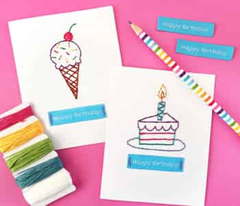 DIY Embroidered Birthday Cards