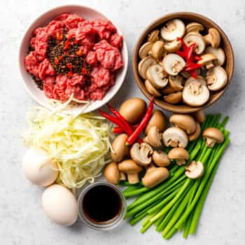 Ingredients required for ground beef moo shu