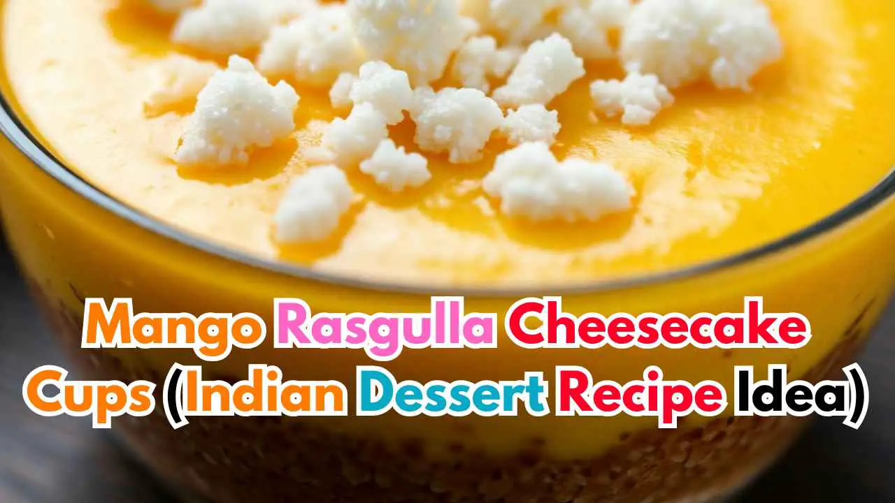 Mango Rasgulla Cheesecake Cups - featured