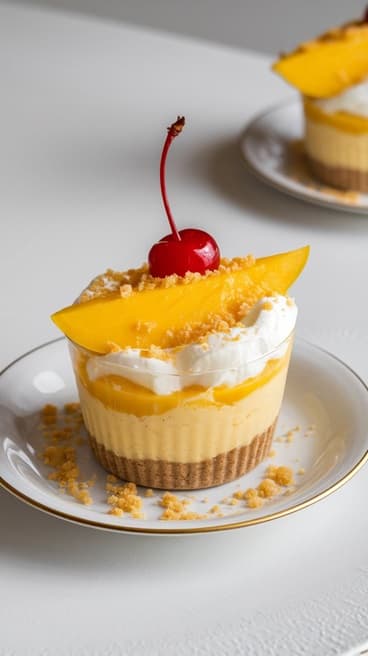 Mango Rasgulla Cheesecake Cups - serving cheesecake