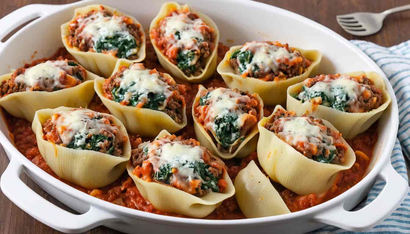 Minced Beef & Spinach Ricotta Stuffed Shells (Ground Beef)