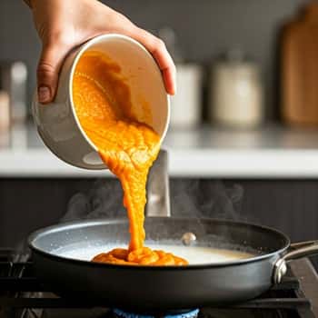 pouring the pumpkin puree